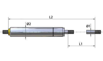 Technical drawing - VLRF gas springs