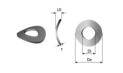 Technical drawing - Curved spring washers