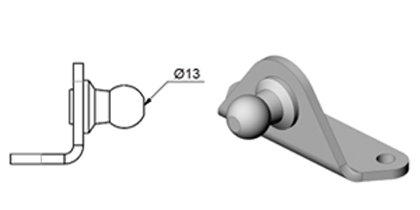 Technical drawing - Endfitting - Brackets ball