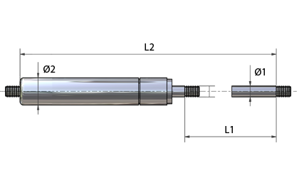 Tech Drawing - Traction gas springs with threads